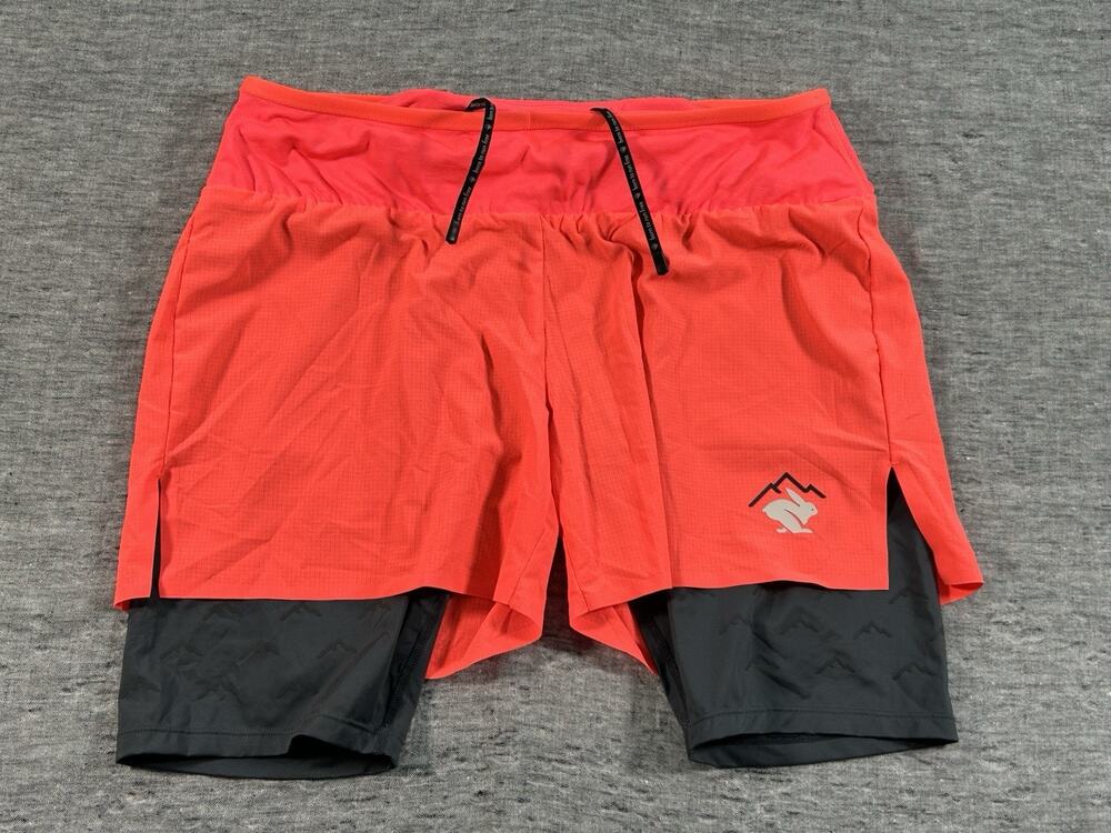 Rabbit Running Shorts Mens Large Coral Pink Lined Athletic Performance
